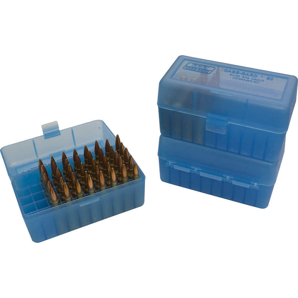 Misc. Accessories MTM Case Gard 270/3006/6.5 MTM RL5024      50RD AMMO  BOX 270/3006        BLU